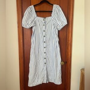 J. Crew Blue and White Striped Midi Dress